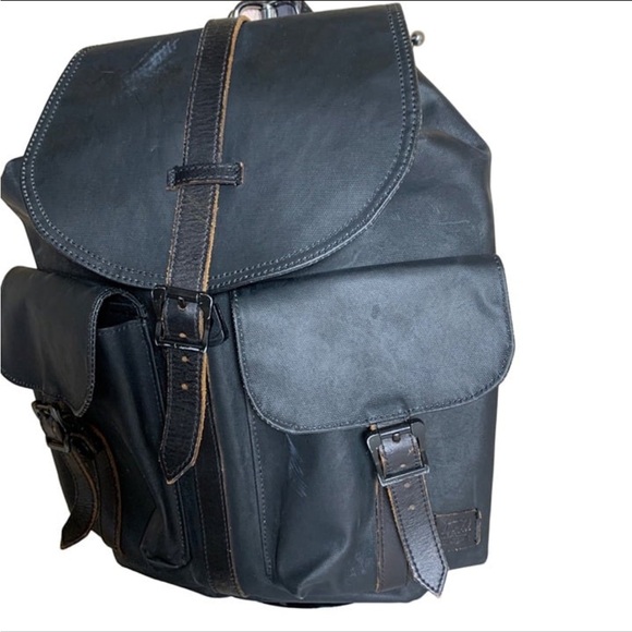 Chic Herschel backpack rugged look black and leather. main image 6